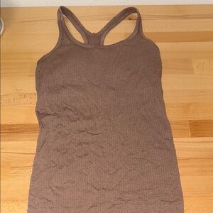 Brown Ribbed Tank Top